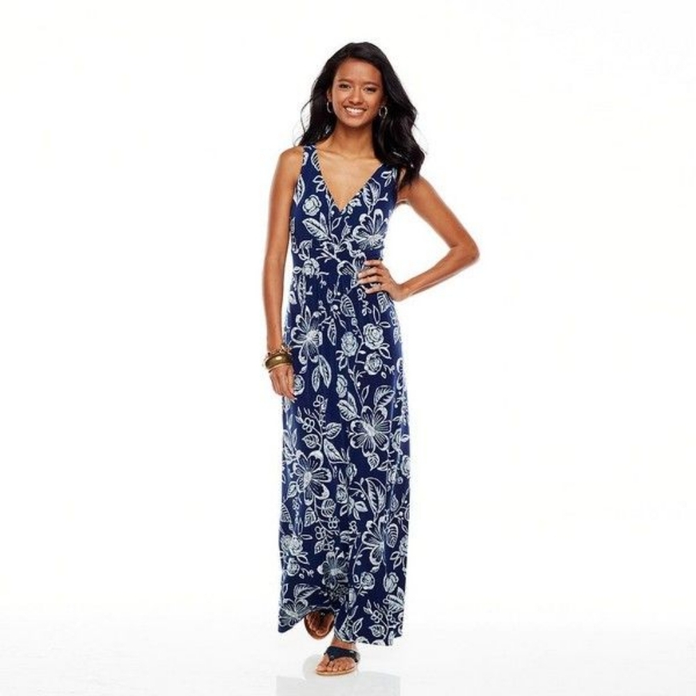 Chaps Navy Floral Maxi